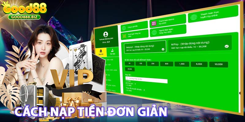 Cách gửi tiền vào tài khoản nhà cái good88